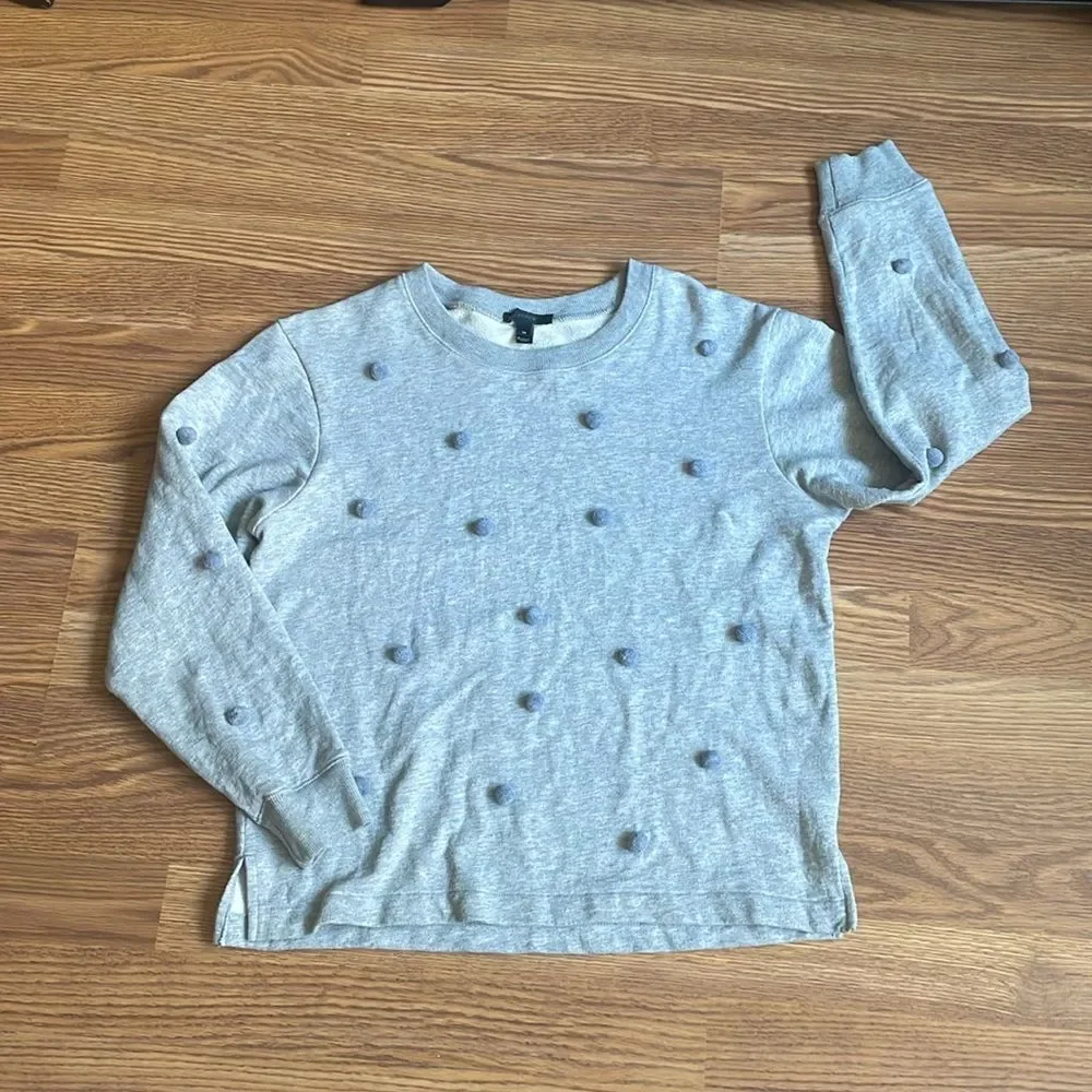 J.Crew Pom-pom Sweatshirt HEATHER GREY Size M